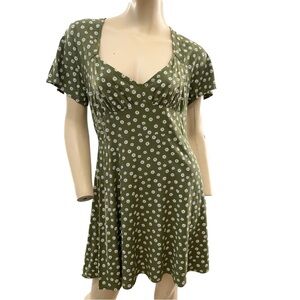 Abound - Green Floral Mini Dress w/ Empire Waist-L